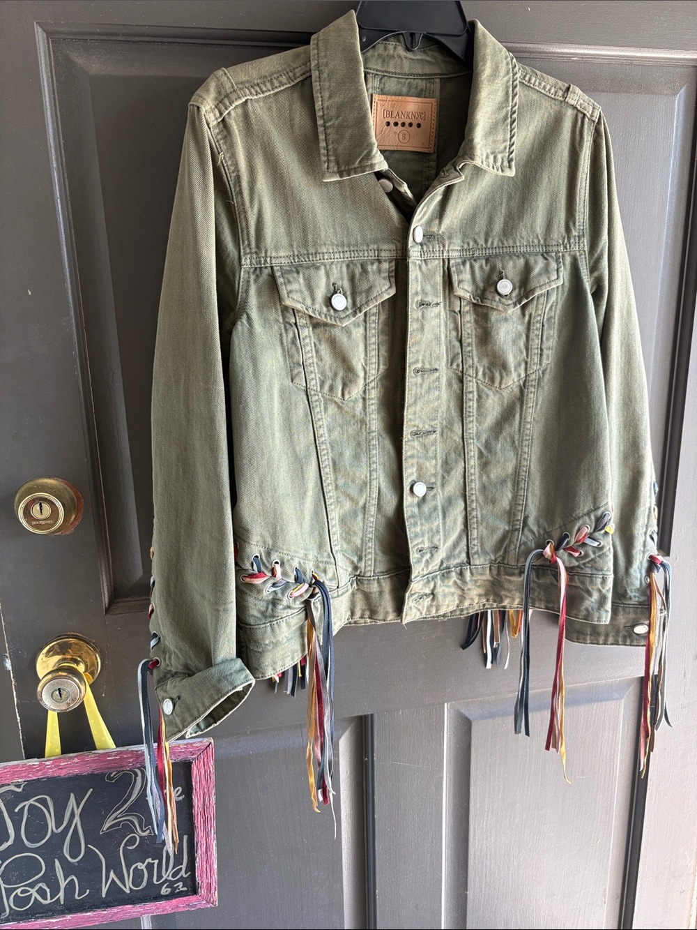 Olive Fringe Detail Women's Jacket